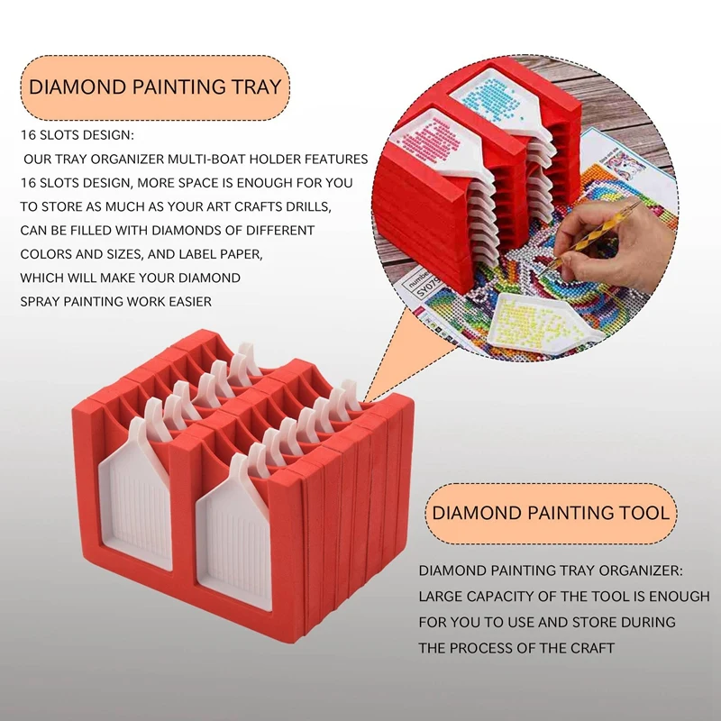 16 فتحة الماس اللوحة صينية المنظم الماس اللوحة الملحقات صينية الماس أدوات الطلاء أطقم المنظم