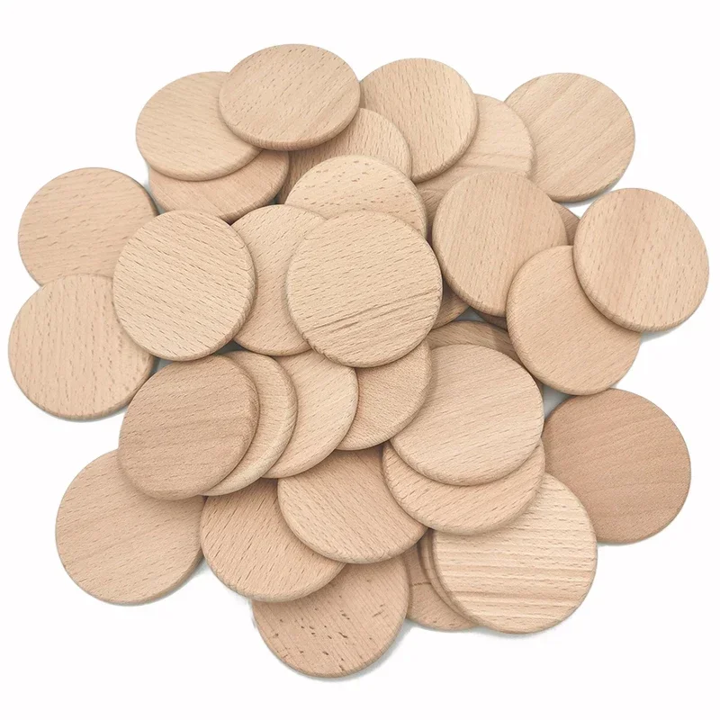 10pcs Round Disc Unfinished Wood Circle Wood Pieces Wooden Cutouts Ornaments for Craft Supplies Decoration