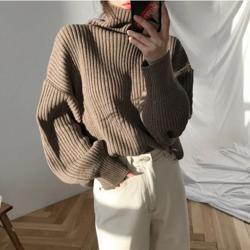 Autumn Winter Long Sleeve Turtleneck Pullover Sweater Women Knitted Shirts Fashion Female Knitwear Casual Sweaters Knit Tops