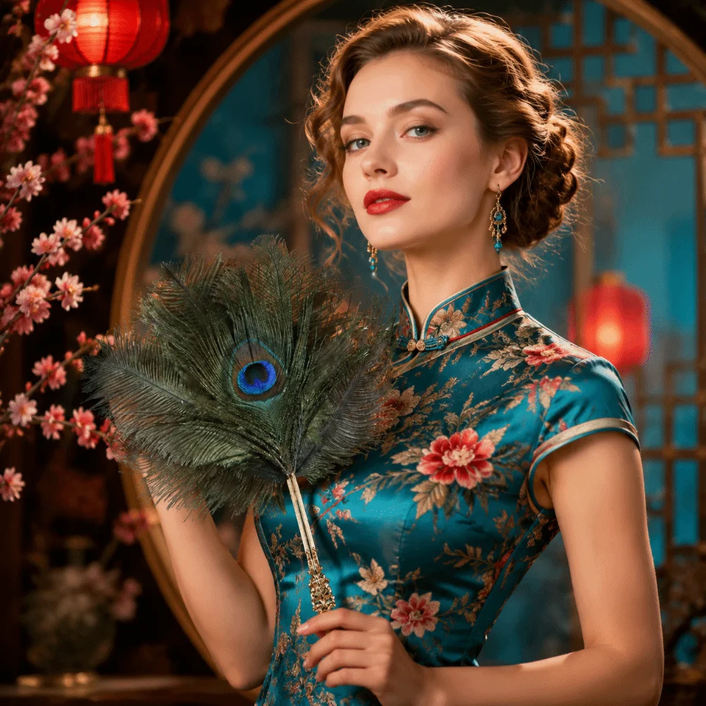 Chinese Style Ostrich Feather Fan Portable Exquisite Elegant Handheld Fans Classical Soft Fluffy Dance Hand Fans Home Decoration
