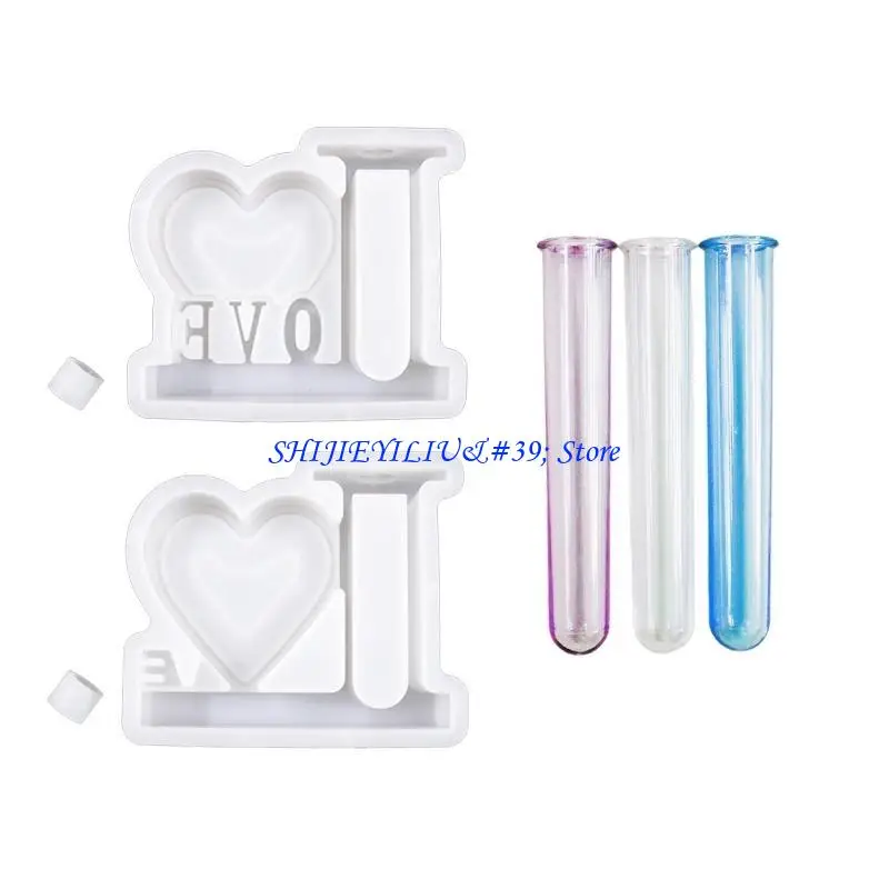 E21F Love Flower Vase Hydroponic Plant Propagation Station Resin Mold Silicone Mould