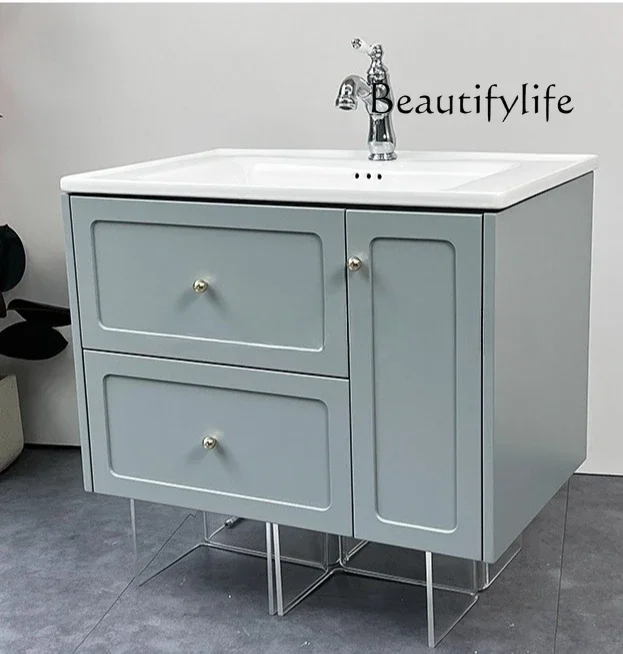 

BJ Bathroom Furniture Skin Sensor Bathroom Vanity Cabinet With Sink And Mirror Integrated Arc Washing Table Combination To Wash