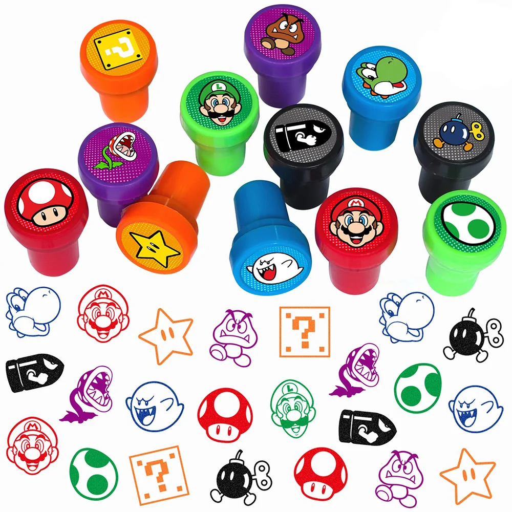 

Super Mario Self Inking Stamps Party Favor Gifts Children's Birthday Decoration Gifts Classroom Reward Baby Shower Party Supplie
