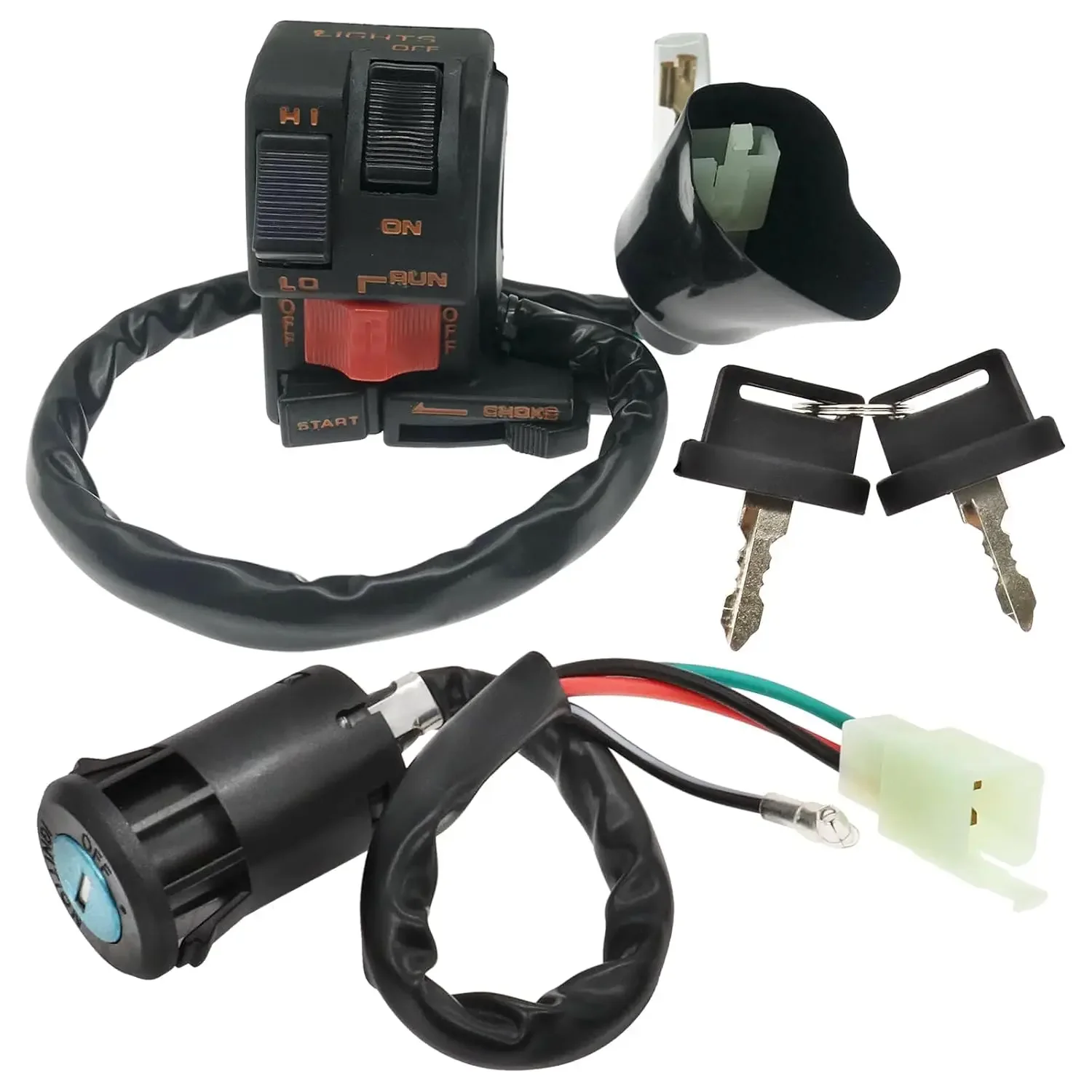 Start Light Kill Switch for Honda ATC250 250SX Kill/Light/Hi/Low/Starter Switch 1985 1986 1987 with Ignition Key Switch