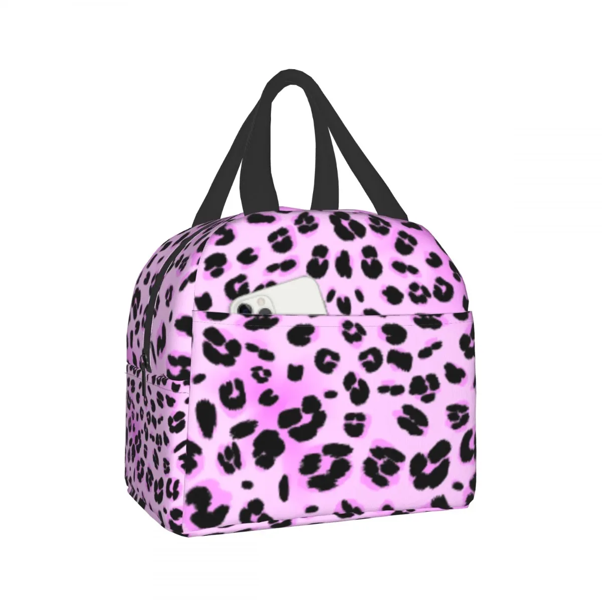 

Hot Pink Leopard Insulated Lunch Box Large Capacity Thermal Lunch Bag Cooler Lunch Meal Tote Bag Reusable Handbag For Work