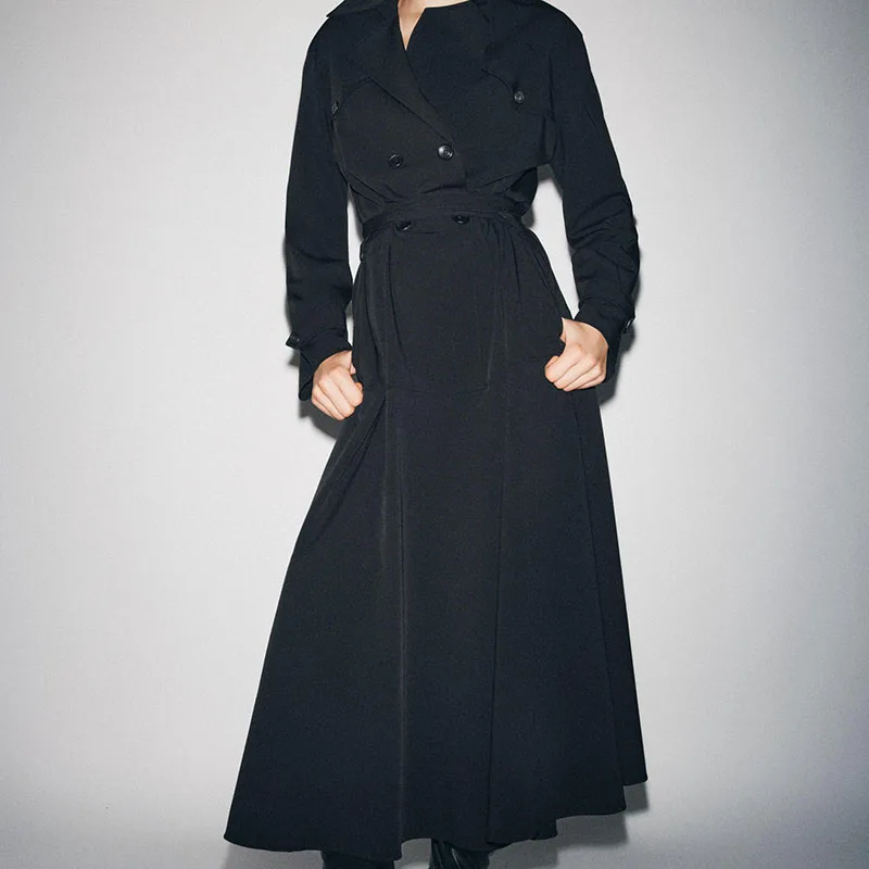 エレガントなミディ丈ワンピース-za2025-新作-冬-レディースファッション-ウエストシェイプ-コート風ワンピース-スタイリッシュなステージ衣装