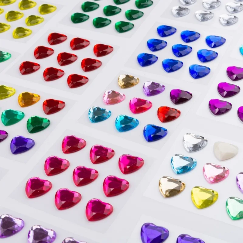 18mm 3D Heart Crystal Rhinestone 3mm Color Pearl DIY Tattoos Sticker Party Show Face Eyes Makeup Decoration Gem Acrylic Stickers