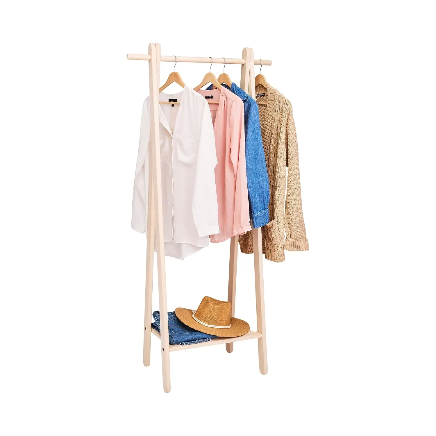 Maple Wood Garment Rack Clothing Storage Coat Hanger Home Organizer Boutique Display Laundry Room Stand Medium, Customized