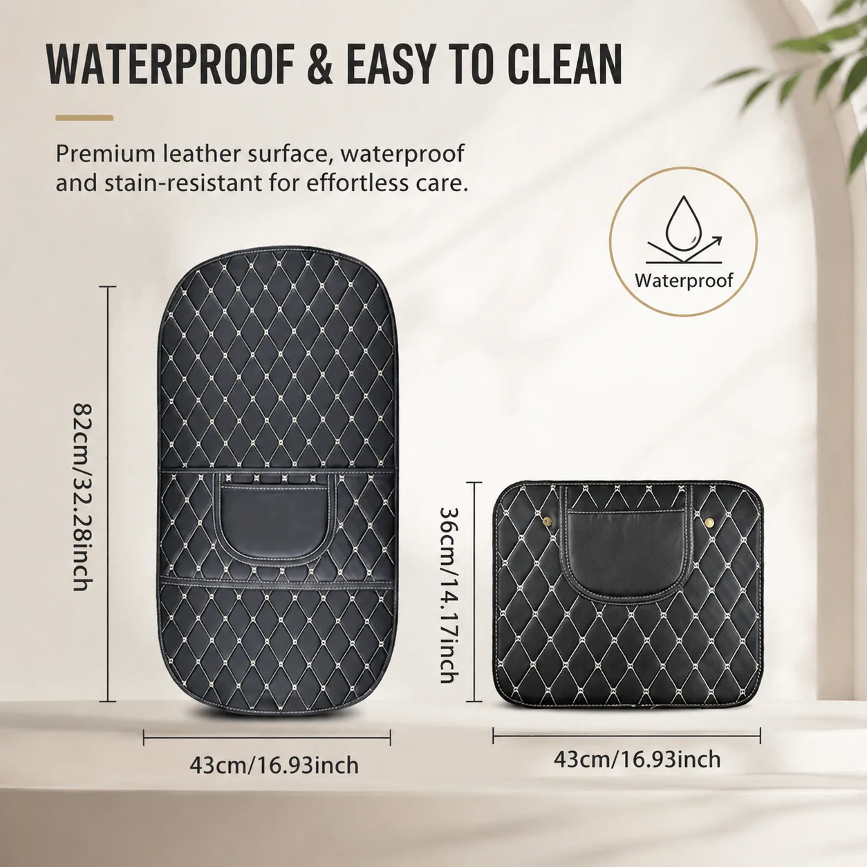 3-Point Fixed Car Seat Back Protector Cover Anti-Kick Wear-Resistant Dirty-Proof with Storage Pocket Auto Interior Accessory