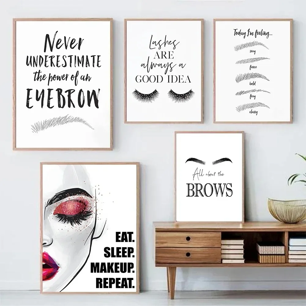 Fashion Makeup Printing Eyebrow Eyelash Poster Canvas Painting Beauty Salon Decoration Girl Bedroom Room Decoration Wall Art