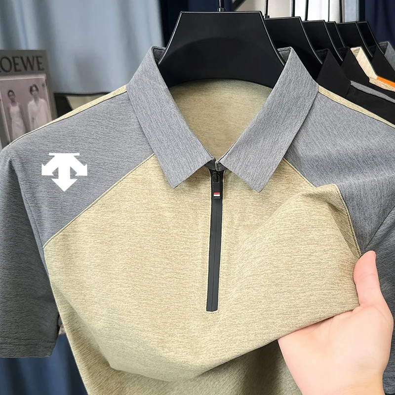 designer original printing summer men's short sleeve polo shirt lapel luxury zipper t-shirt fashion leisure ventilate men's wear image 5