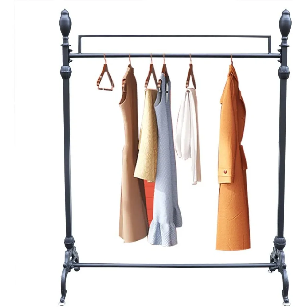 Industrial Pipe Clothing Rack Tall Free Standing Heavy Duty Detachable Clothes Rack with 4 Stable Feets Iron Clothing Rack