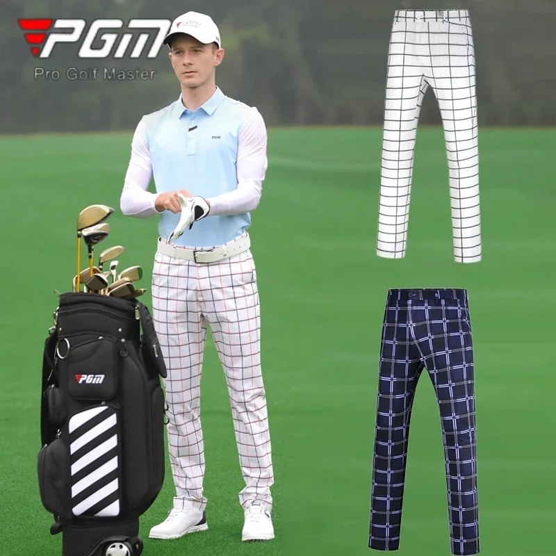 

PGM Men Golf Pants Male Waterproof Fast Dry Trousers Men Breathable Plaid Sports Pants Elastic Casual Golf Sweatpants XXS-XXXL