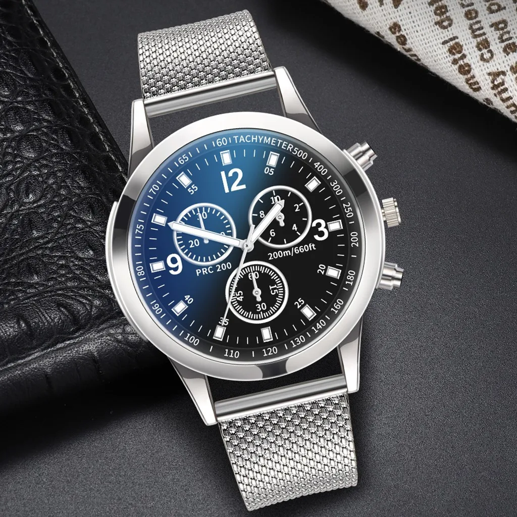 Men Luxury Casual Watch Quartz Stainless Steel Calendar Watch Exquisite Concise Fashion Arabic Number Stainless Steel Strap