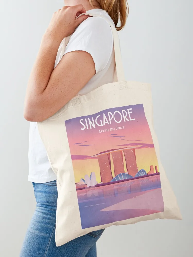 Singapore Travel poster, Marina bay sands Tote Bag reusable shopping bags Cloth bags ecological bags
