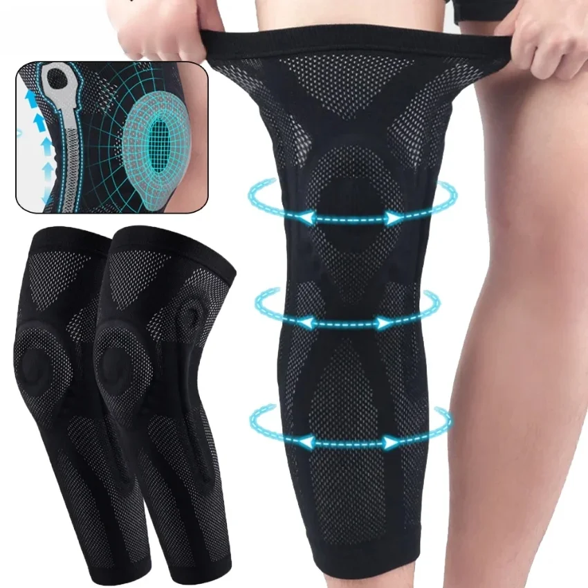 

Компрессионные наколенники 1pas, компрессионные рукава для всей ноги с гелевыми подушечками для надколенника и боковыми стабилизаторами, поддержка колена для женщин и мужчин