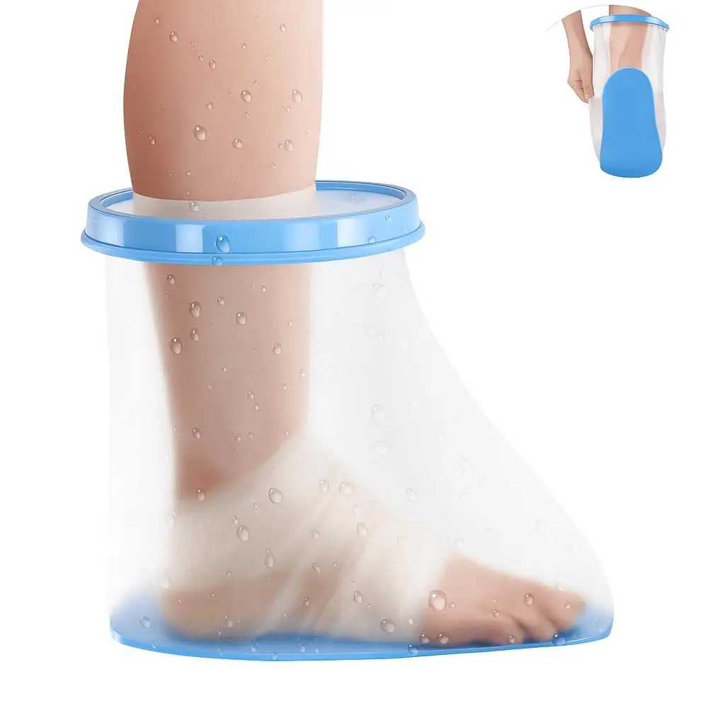 

Adult postoperative foot waterproof protective cover non-slip sole ankle protective bath shoes