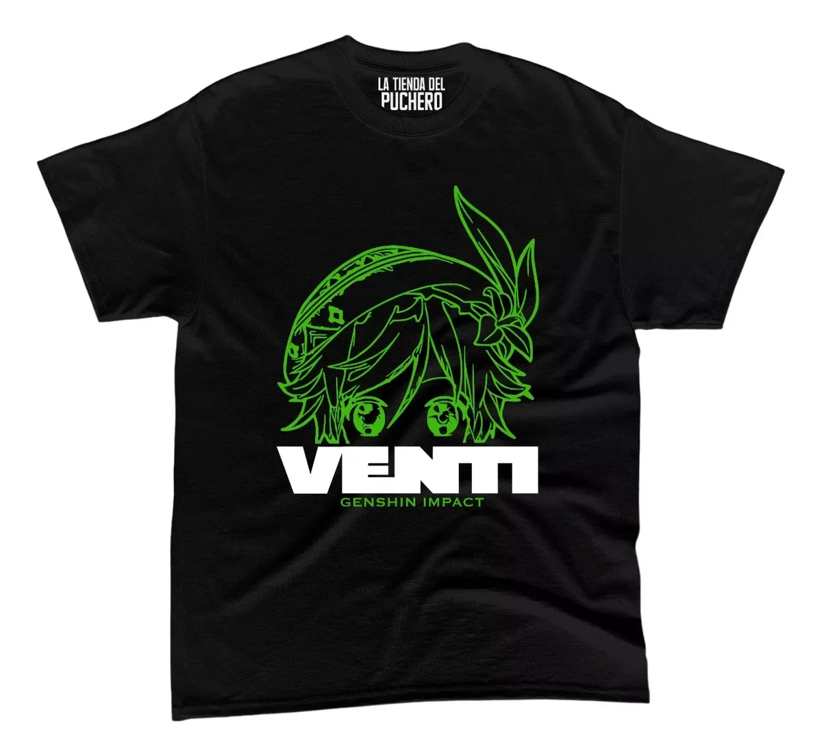 Playera Anime Genshin Impact Venti Rostro Lineas Letras B