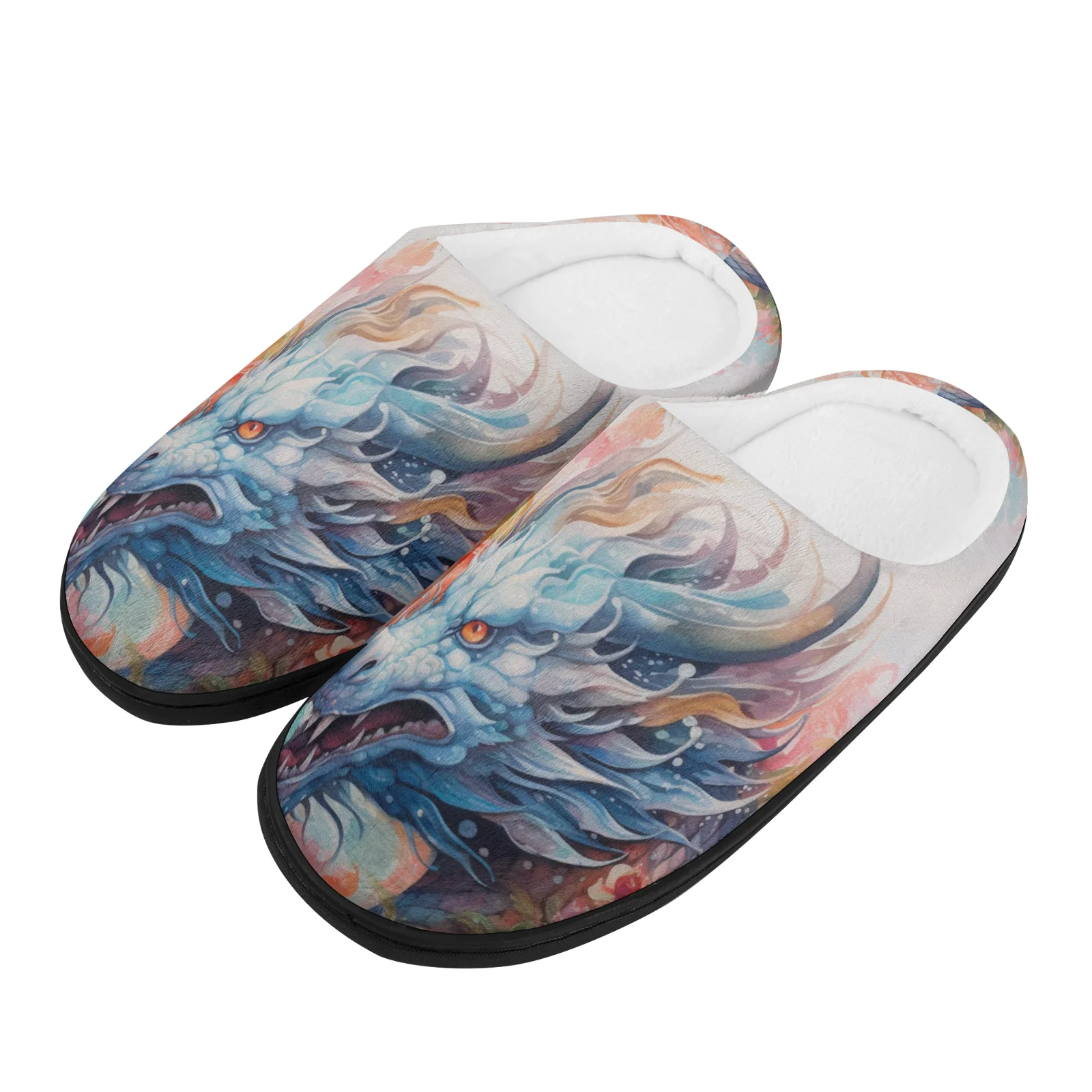 

Dragon Totem Home Cotton Slippers for High Quality Plush Casual Keep Warm Shoes Thermal Slipper