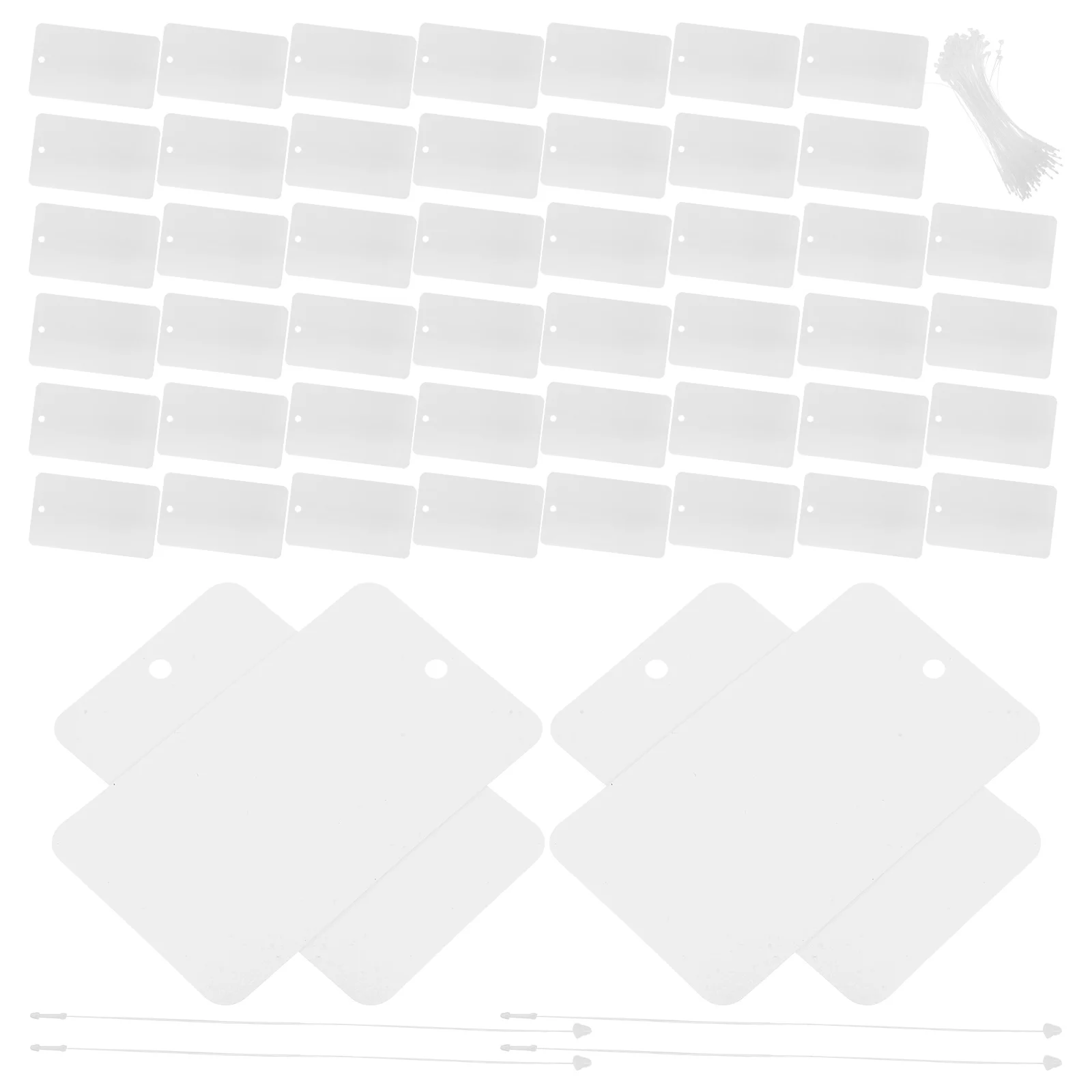 

100pcs Blank White Pvc Cards With Lanyard Waterproof Marking Tags For Labeling Supplies Home Brewing Jewelry Display