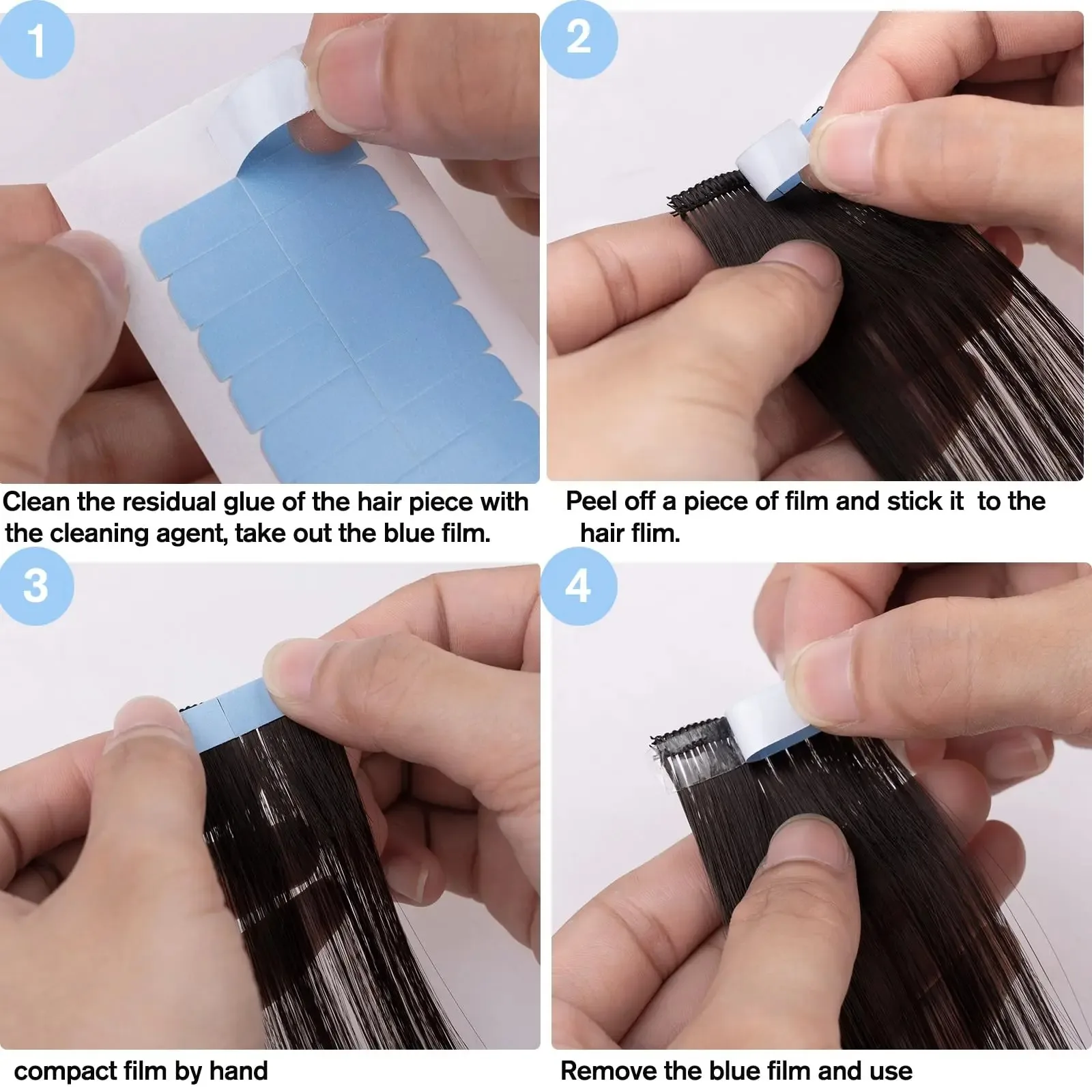 Double Sided Replacement Tape Hair System Tape for Hair Extensions or Wigs 5 Sheets 60tips Hair Extensions Adhesive Tape view 3