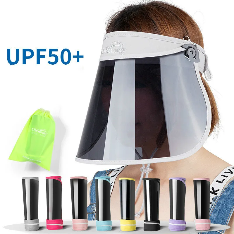 Chapeau pare-soleil transparent pour femmes, casquette ajustable, protection UV, flexible, pour l\'été