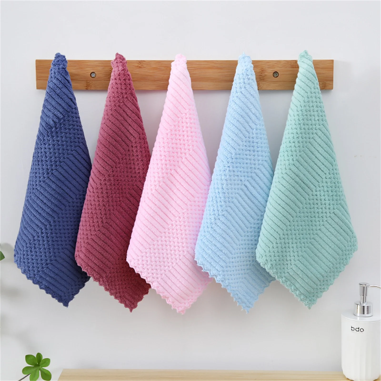 30x30cm Hand Towels Set Coral Fleece Soft Kitchen Dish Towels Decor Dishcloths for Bathroom Housewarming Presents 5Pcs Towel Set