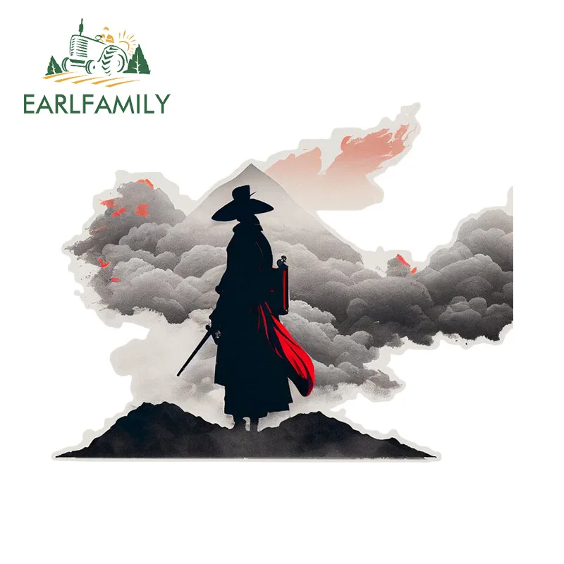 

EARLFAMILY 13cm x 9.8cm Japan Samurai Amusing Car Sticker Refrigerator Wardrobe Decal Vinyl Sunscreen Wrap Camper Decoration