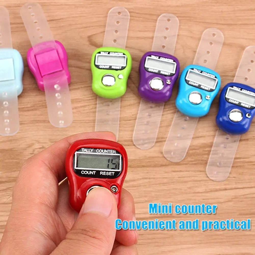 1-5 PCSDisplay Electronic Tally Counter Portable Electronic Finger Counter Ring Digit Row Tally Stitch Marker Pedometer