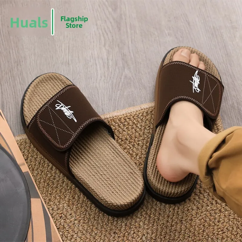 

Men's Summer Indoor Outdoor Sport Beach Slippers Anti-Slip Soft Bottom round Head Casual Flatform Sandals Korean Style Slip-On