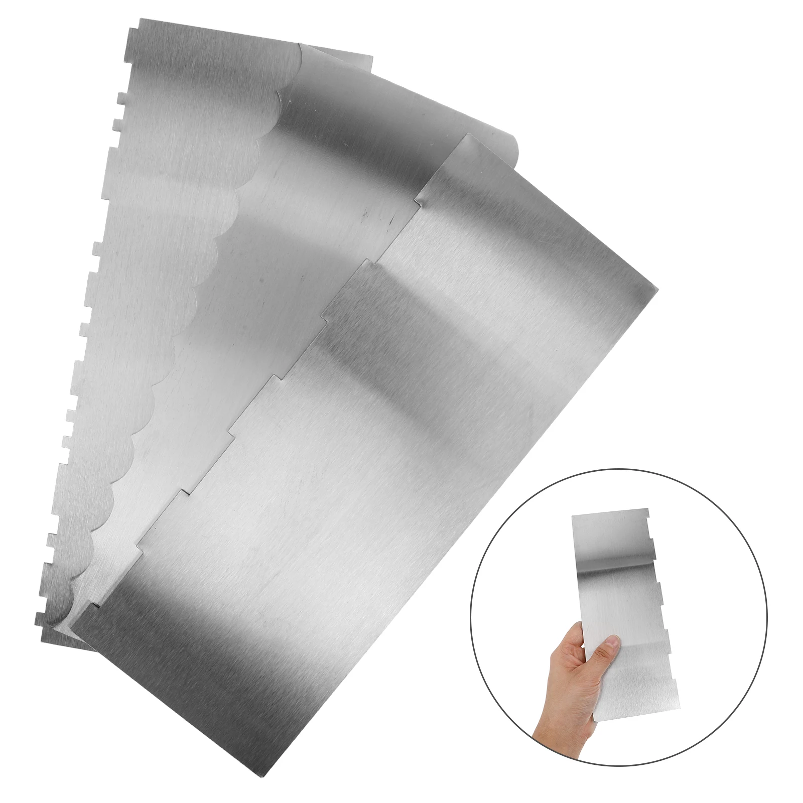 

3pcs Cake Combs Buttercream Decorating Tools Stainless Steel Scraper Smoother Baking Utensils frosting cake stripes contour
