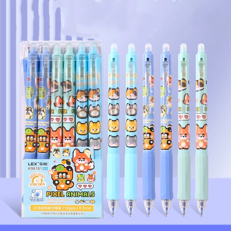 48-ピース-ロットかわいい猫消去可能なゲルペンかわいい-05-ミリメートル青インク署名ペンオフィス学用品