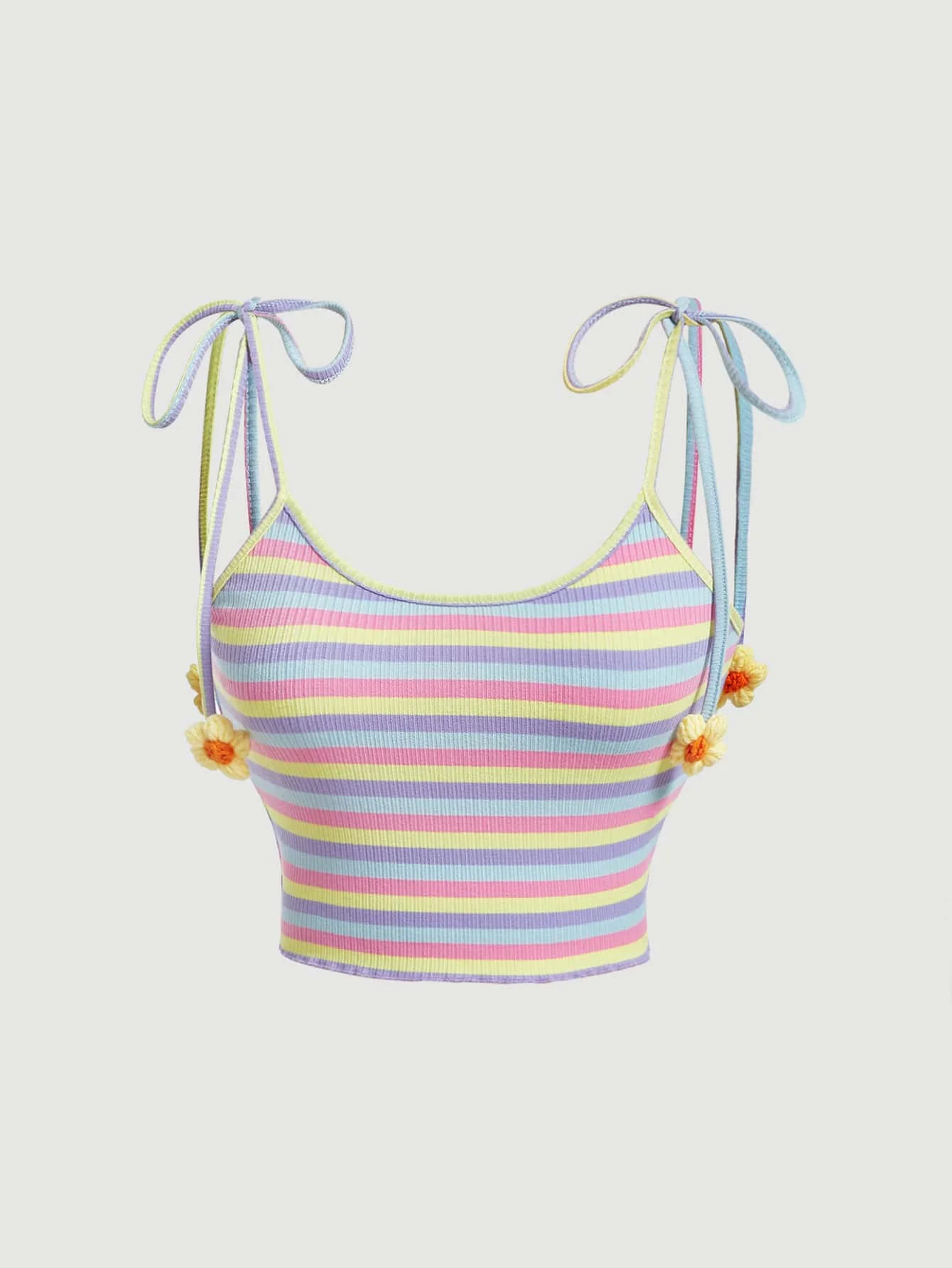 Color Block Striped Tie Shoulder Cami Top, Y2K Sexy Summer Slim Fit Tank Top for Women
