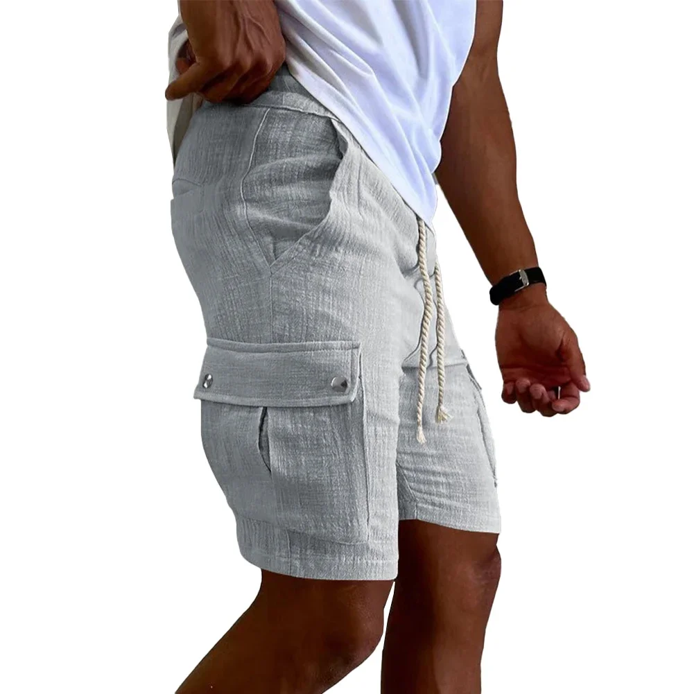 Hot Stylish Shorts Sports Elastic Waist Gray Khaki Light Gray M-3XL Men Shorts Solid Color Sports Summer Black