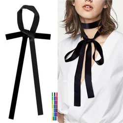 160cm Versatile  Handmade Korean Thin Narrow Solid Color Monochrome Long Silk Scarf Women's Casual Tie Bag Ribbon Small Scarf