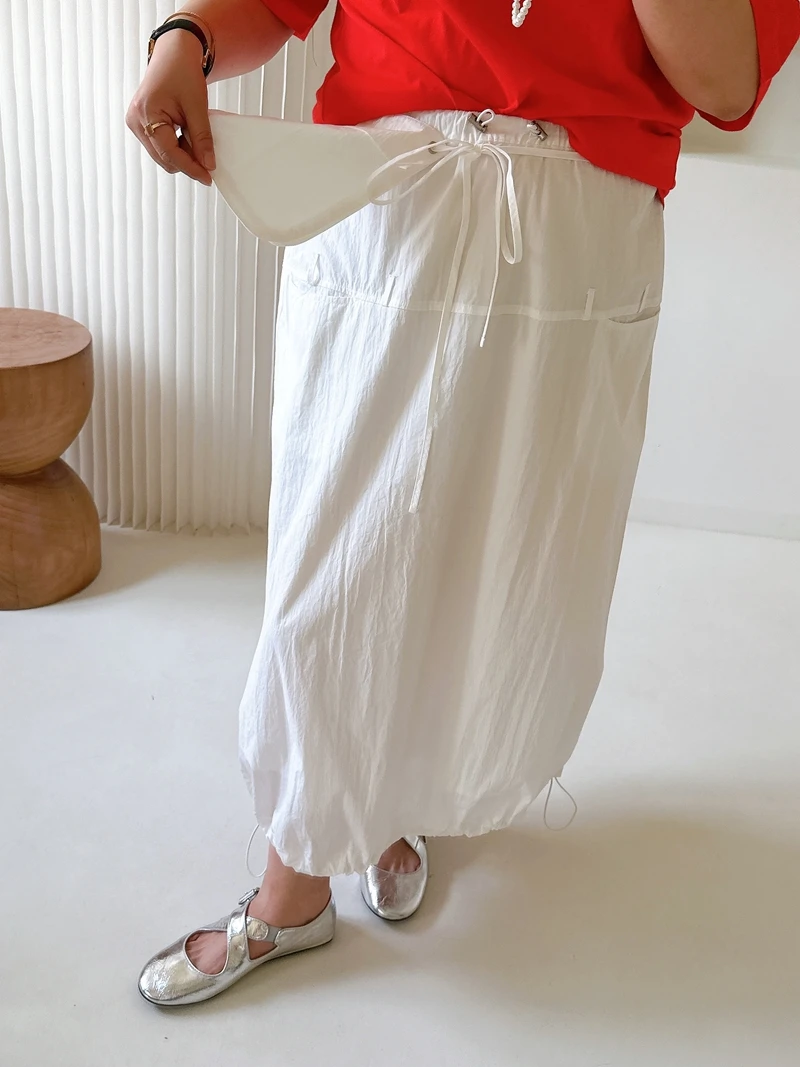 

Повседневная женская юбка в корейском стиле больших размеров с поясной сумкой, эластичным подолом, А-силуэтом, удобная, летняя, модная