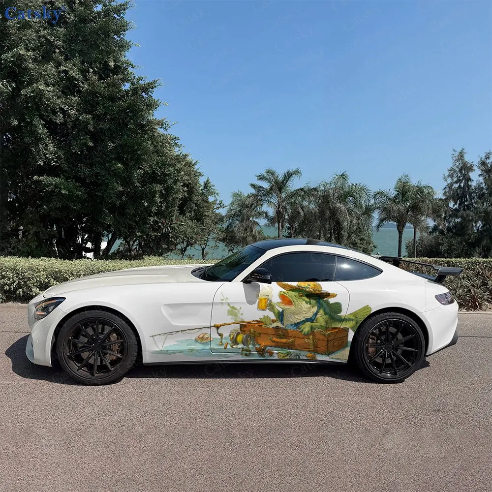 2pcs Fisherman Fish Realm, Durable, Fade-resistant, Enhance Vehicle Aesthetics With Bold Artistic Design Car Vinyl Wraps