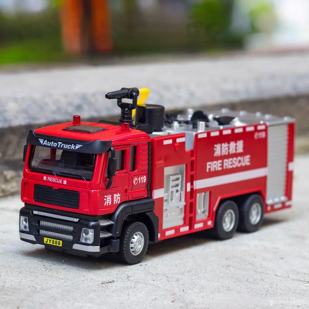 

Пожарная машина-эвакуатор City Rescue Truck Ladder: Коллекционная модель из сплава 1:50 с функциями звука и света, откатным механизмом, имитация реалистичных звуков и света, игрушечная машинка.