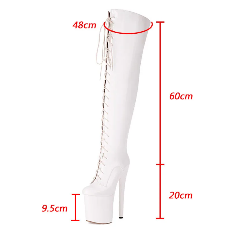 Rontic Women Winter Over The Knee Boots Patent Leather Ultra High Heels Round Toe Pretty Red Walk Show Shoes US Size 4-10.5