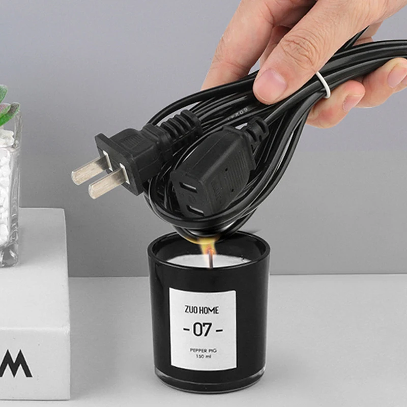 AC Power Cord With ON/OFF Switch White Black Red Line Two-pin Plug Cable Extension Adapter Cord-Homeclub