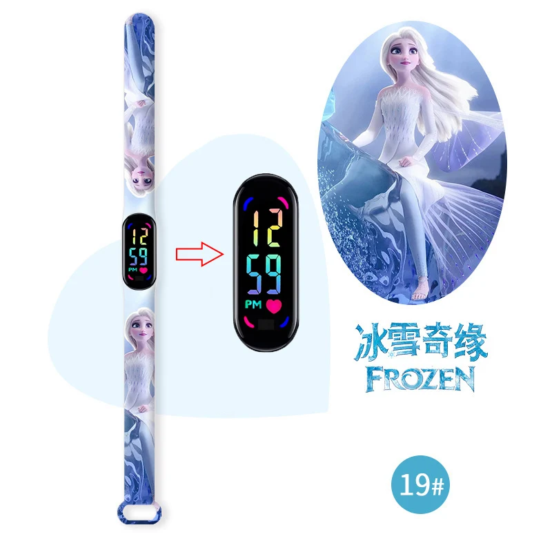 Montres Disney Frozen pour enfants, bracelet en silicone, coloré, léger, étanche, horloge à quartz