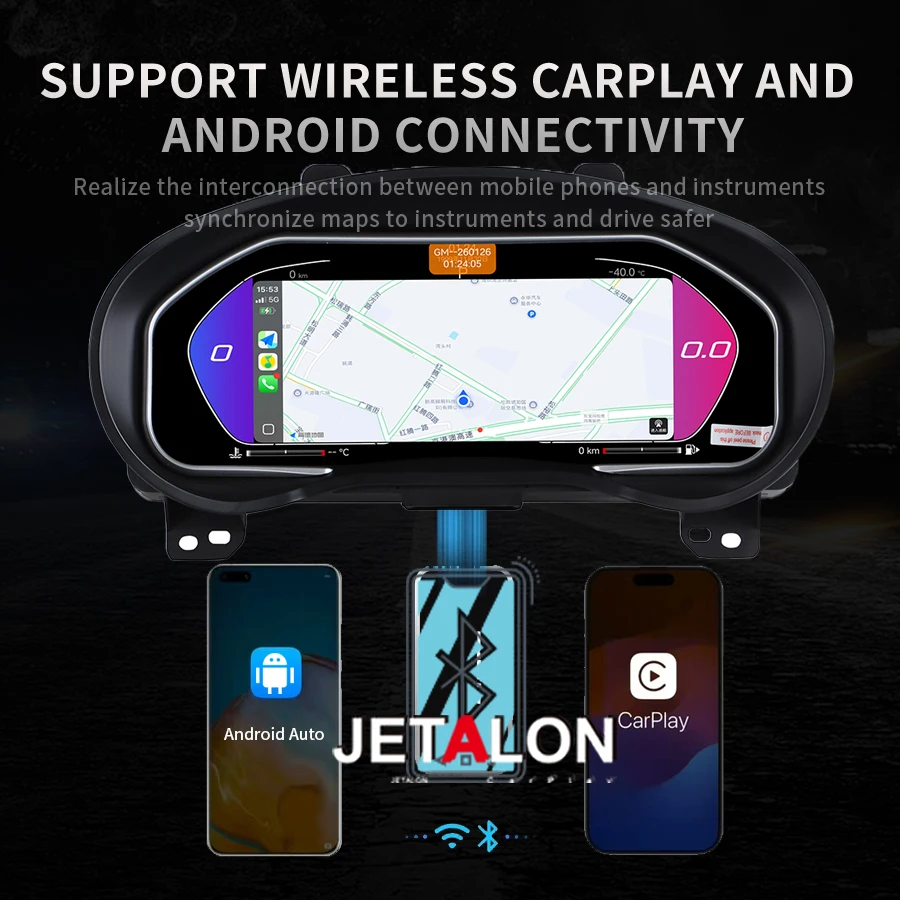 LCD Dashboard For Buick Envision 2014-2021 Wireless Carplay Smart Cluster Virtual Cockpit Instrument Tachometer Odometer 12.3