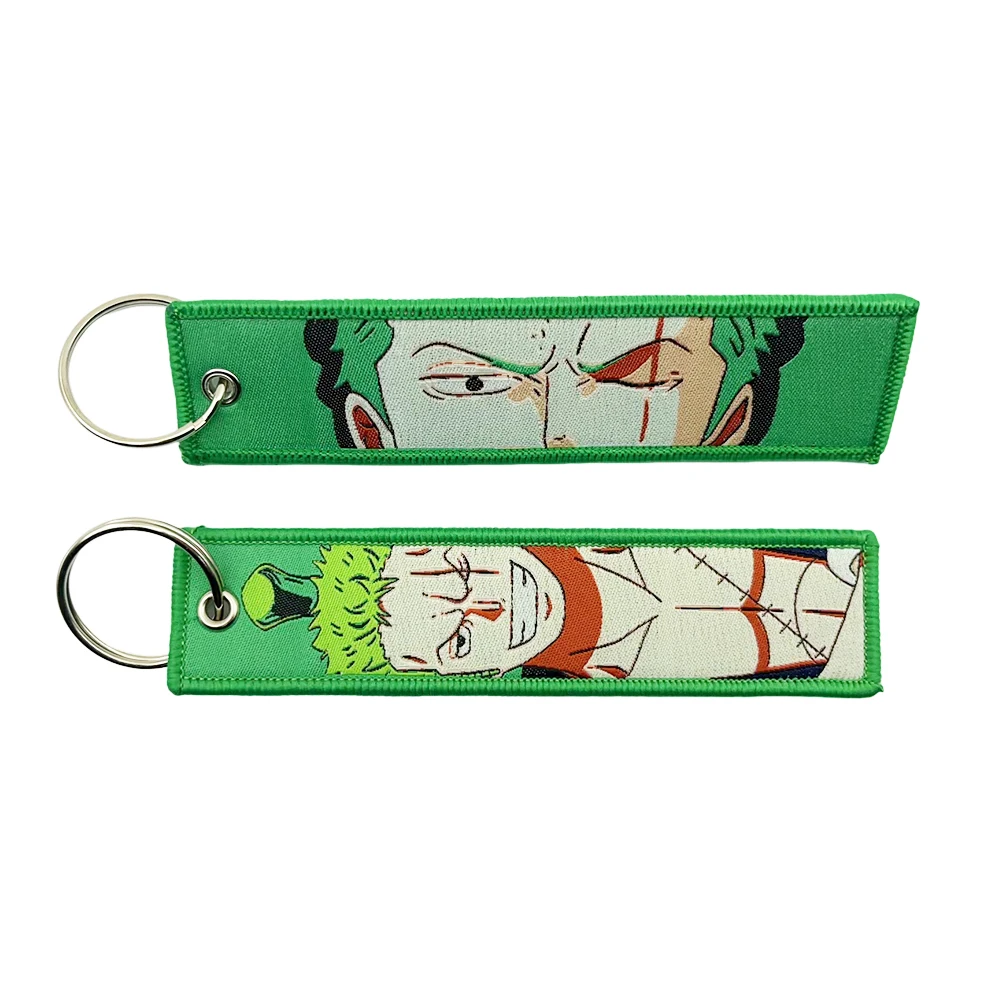 One Piece Anime Key Chains with Cute Jet Manga Embroidery Fashion Key Tag for Jewelry Accessory Key Ring Holder Gift Anime Fans