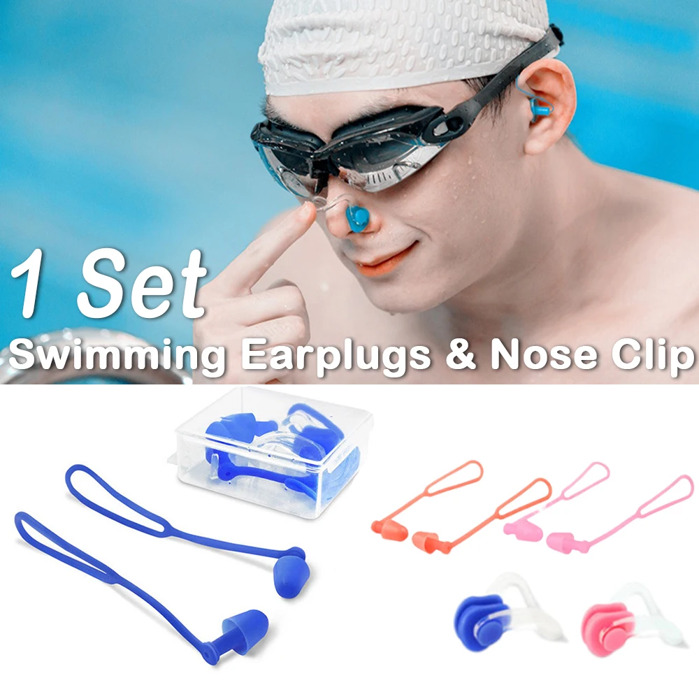 

Swimming Earplugs Nose Plugs Set Waterproof Ear Plugs for Swimming Sports Fixed Silicone Nose/Ear Clips Swimming Accessories