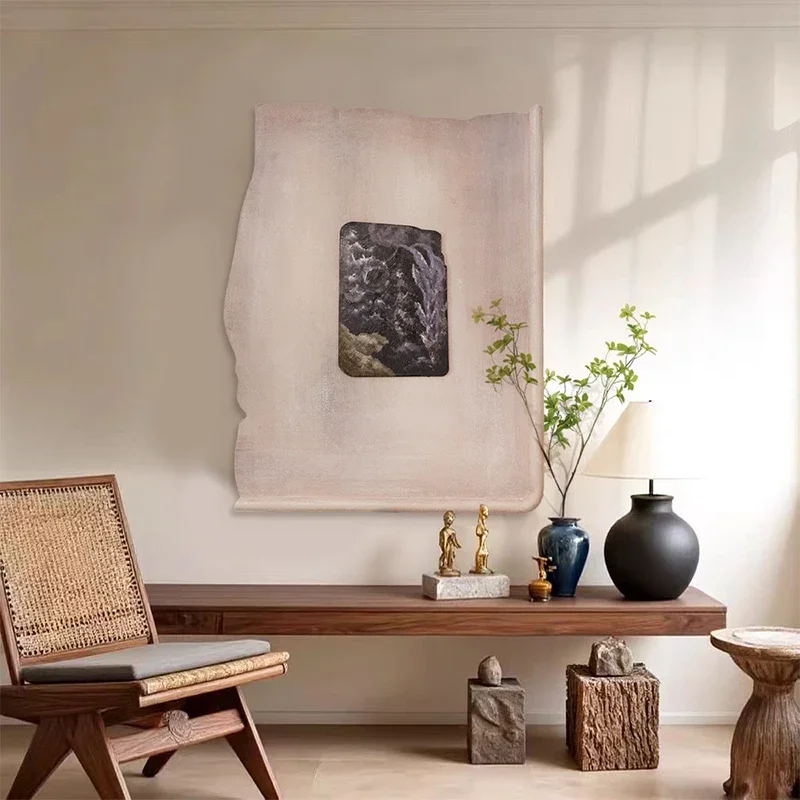Medieval three-dimensional art texture decorative painting new irregular shape living room entrance wall decorative painting