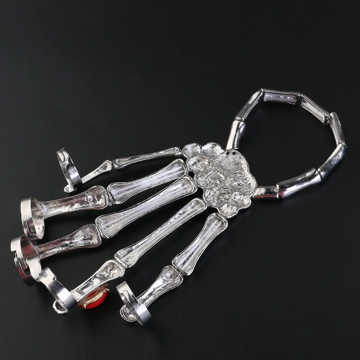 

Hand Bone Ring Bracelet Silver Adjustable Punk Joint Fashion Bracelet Jewelry Gift