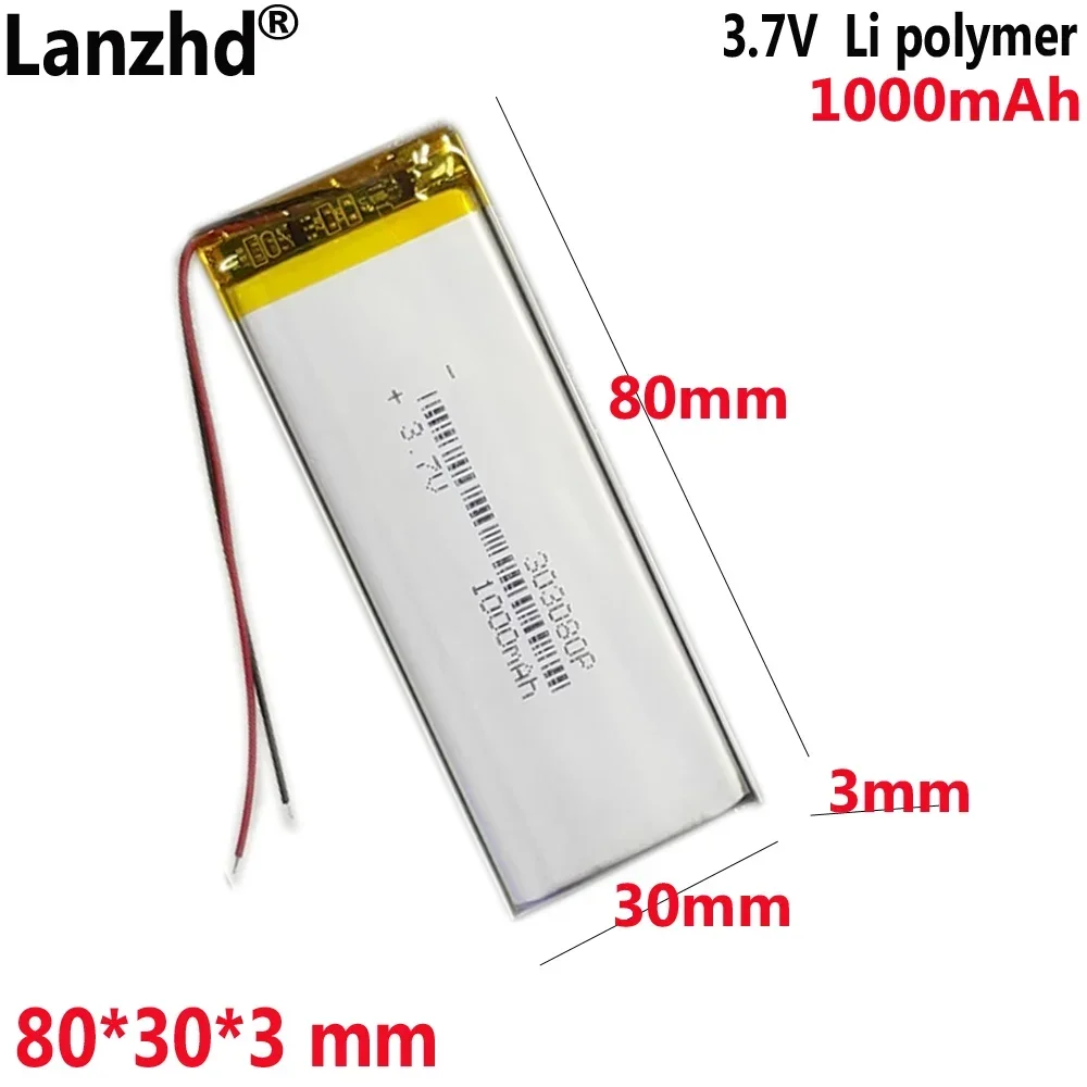 

3.7V 1000mAh Lipo Polymer Battery For Traffic recorder tablet computer learning machine battery 303080