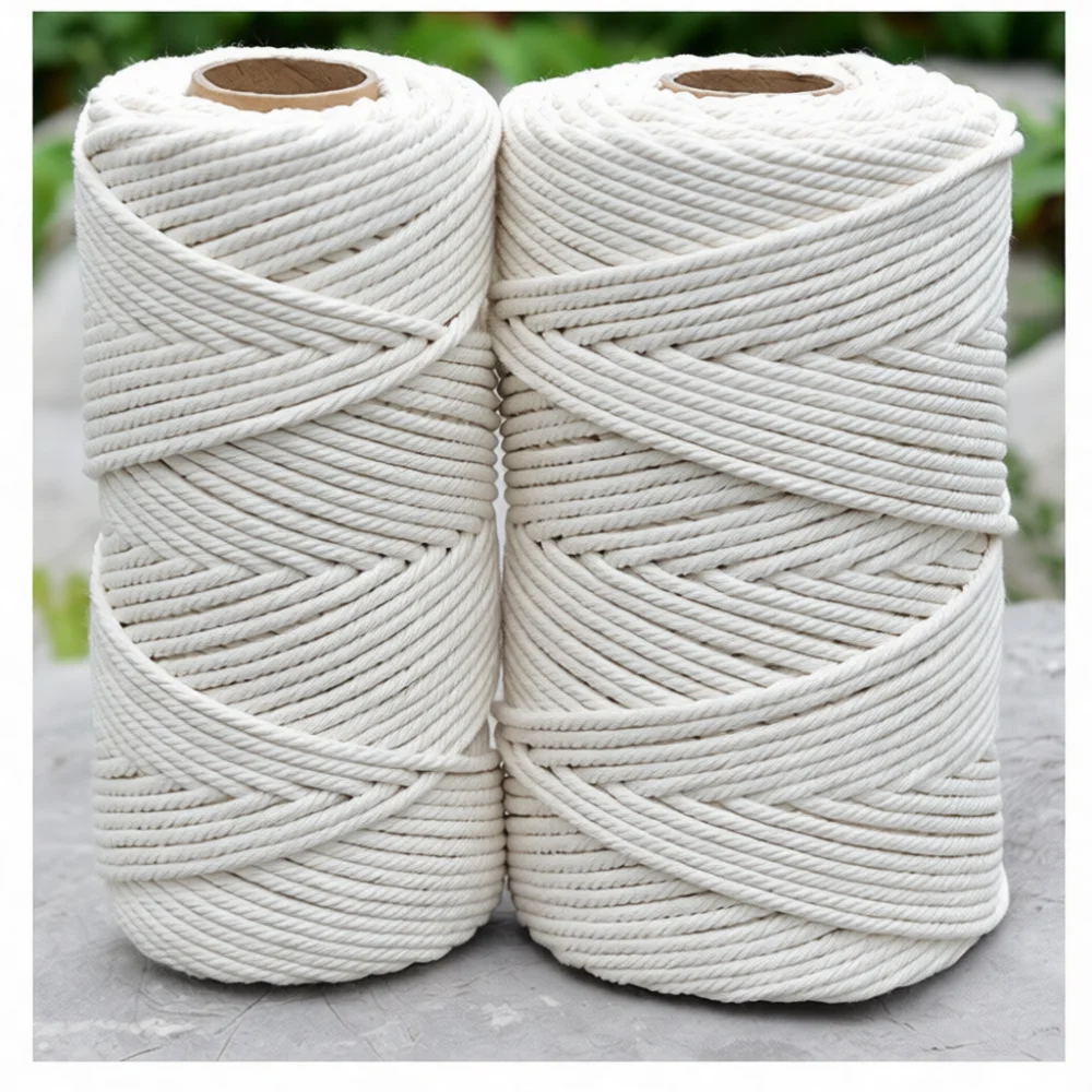 Soft Natural Cotton Macrame Cord For DIY Crafting Tapestry Bag Making Twisted Thread Decorative String Accessory