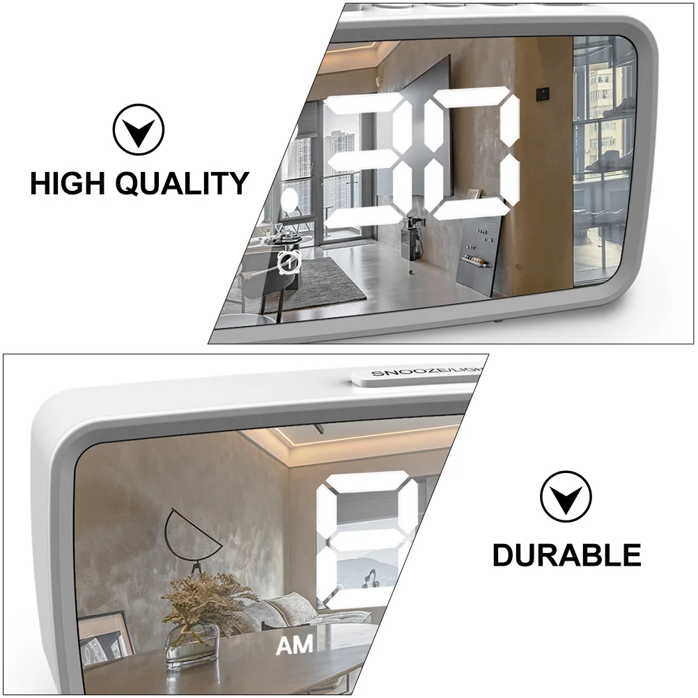 

1 set Small Led Electronic Alarm Clock Multi-Function Bedside Desktop Clock Moisture-Proof Mirror Surface Silent Digital Display