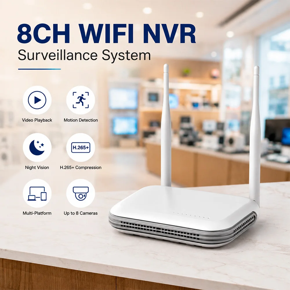 KERUI 8CH NVR Mini WiFi NVR Network Video Recorder Work with Camera Support Onvif 4MP 2K Home Security Camera System iCSee XMEYE